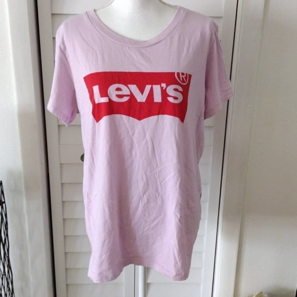 LEVI'S pink t-shirt with graphics red logo on front short sleeve sz 1X - Picture 1 of 7